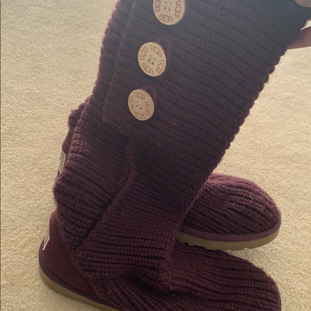 Maroon Knit Ugg Boots